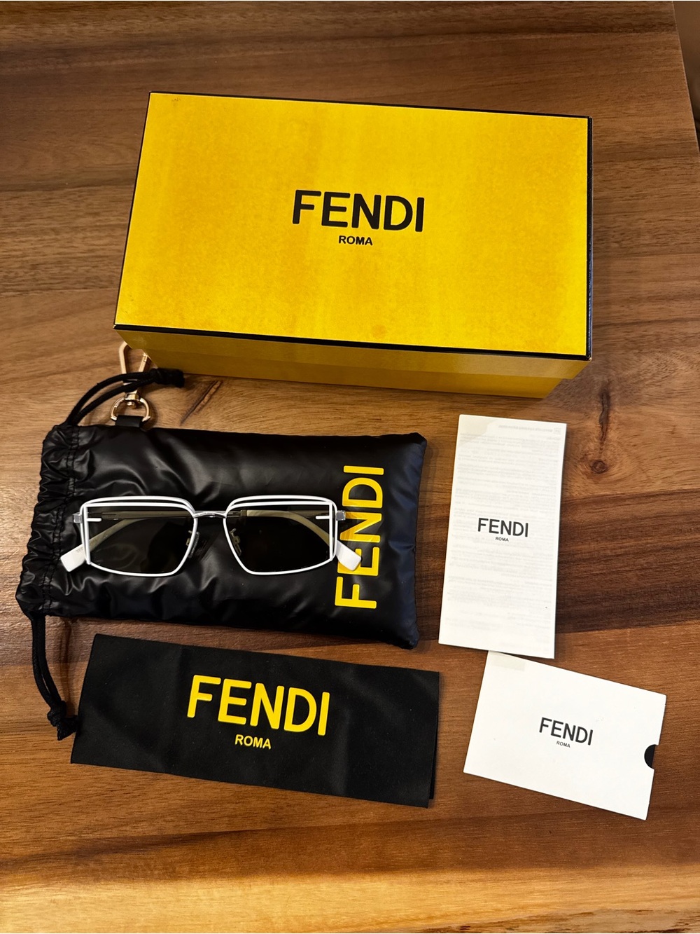Fendi women off White Rectangle Sunglasses - Fendi
